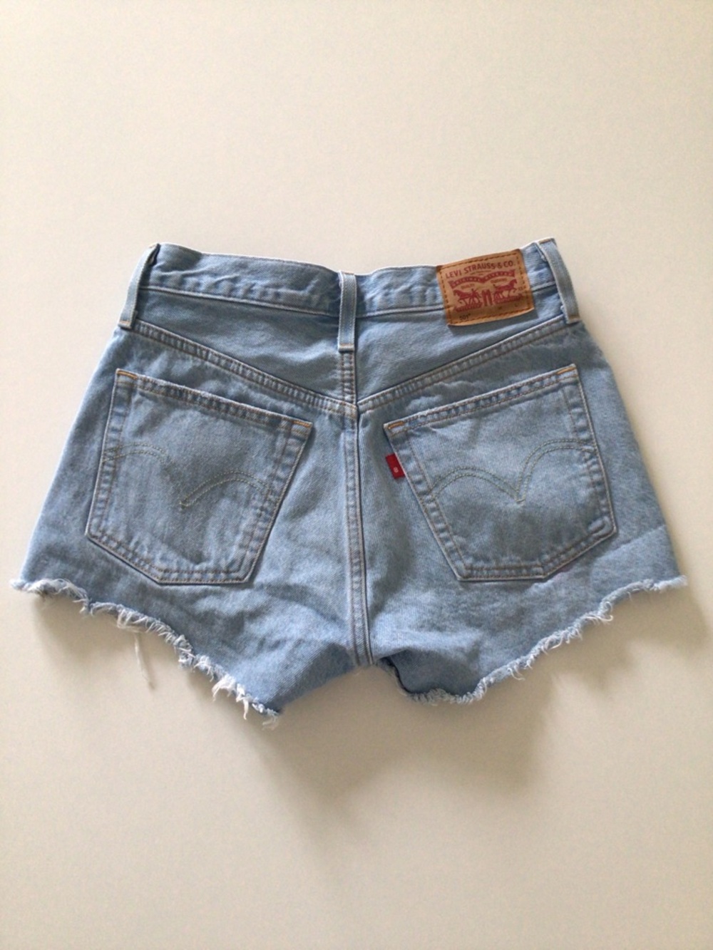 Levi’s 501 Jean Shorts Button Fly 501’s Beach Cut Offs Blue Denim Boho